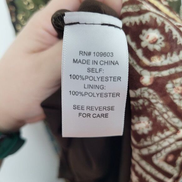 Green brown grunge fairy handkerchief hem woodys artsy quirky midi dress size 4 - Picture 4 of 6